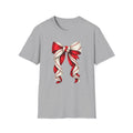 Baseball Bow T-Shirt — Vintage Red Ribbon Softball Fan Tee