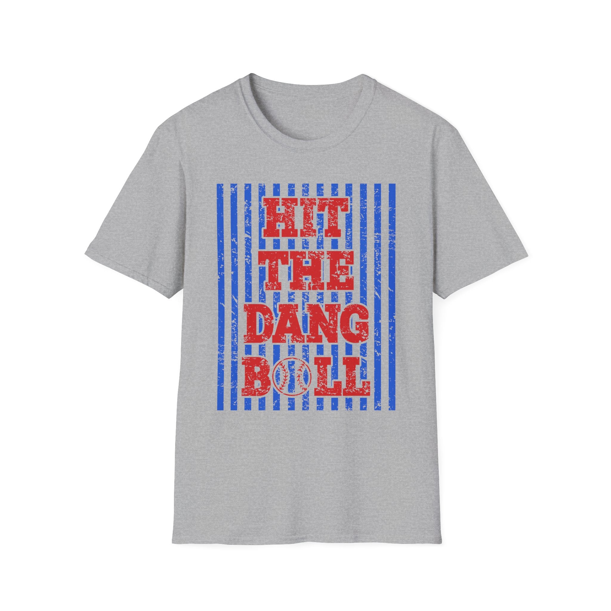 Hit the Dang Ball Baseball T-Shirt — Patriotic Vintage Stripes