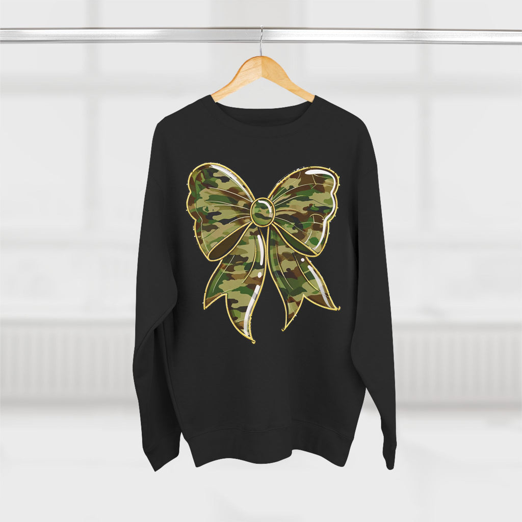 Camo Bow Sweatshirt — Military Camouflage Bow Graphic Crewneck