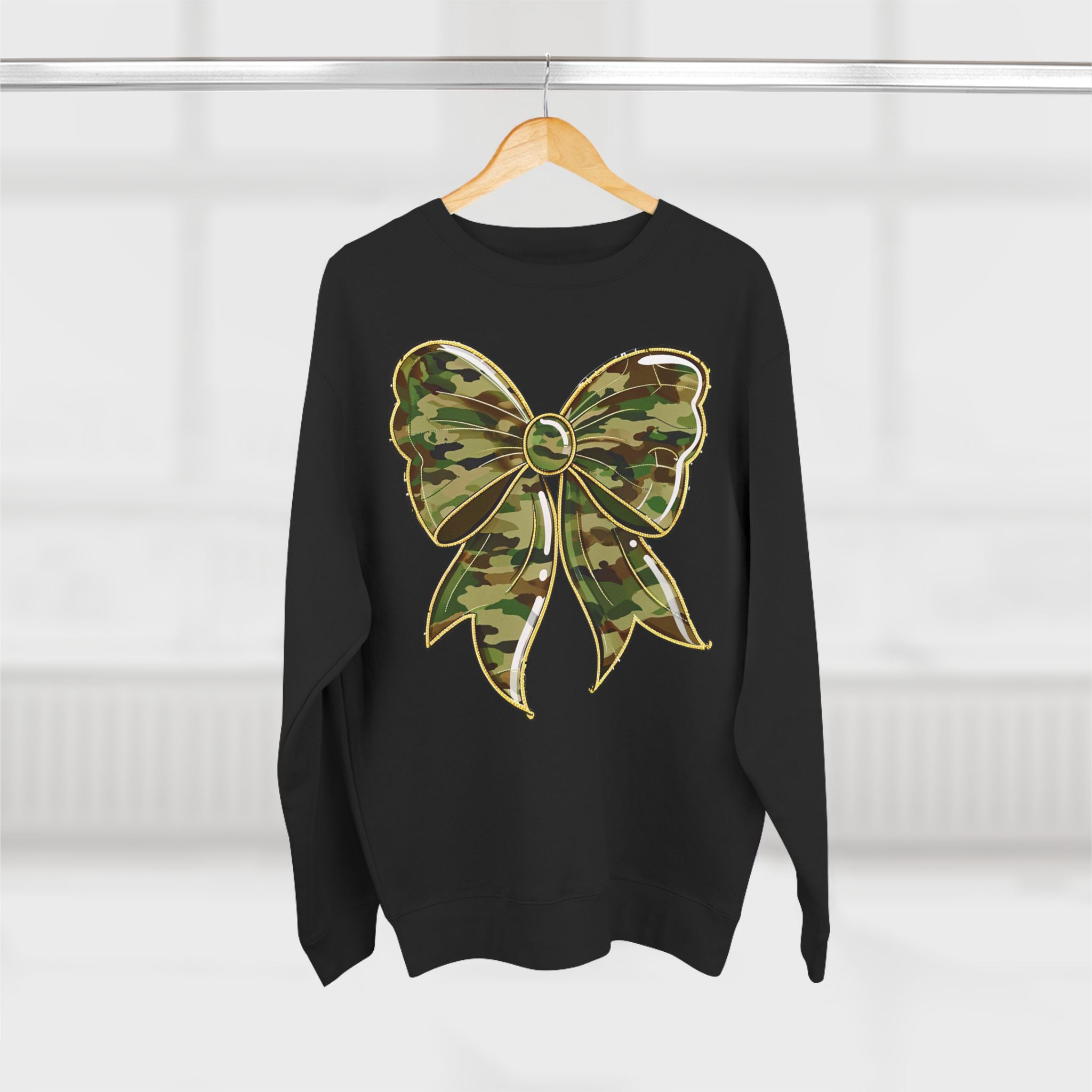 Camo Bow Sweatshirt — Military Camouflage Bow Graphic Crewneck