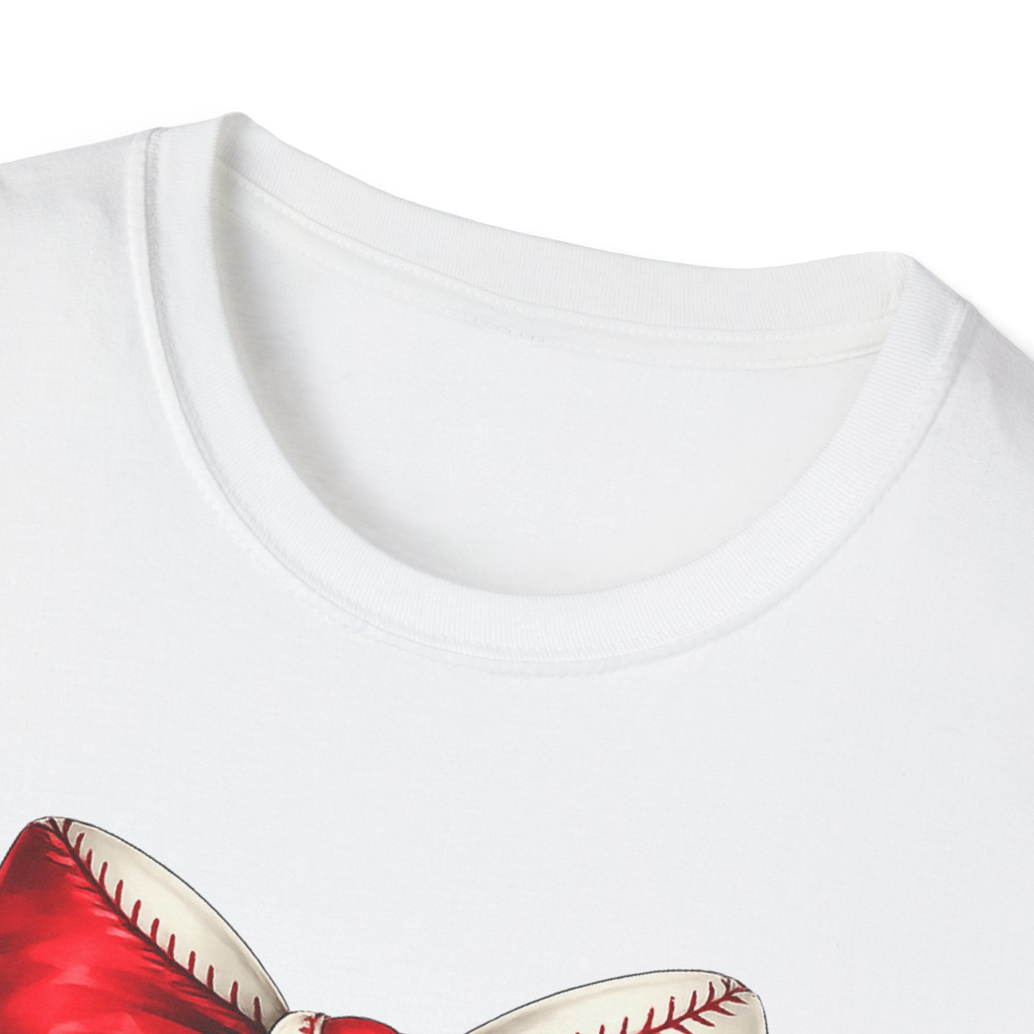 Baseball Bow T-Shirt — Vintage Red Ribbon Softball Fan Tee