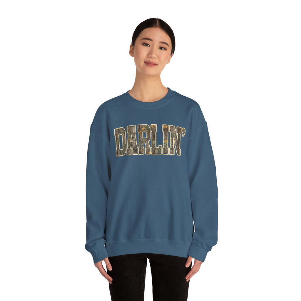 Darlin' Camo Crewneck Sweatshirt – Women's Casual Graphic Pullover