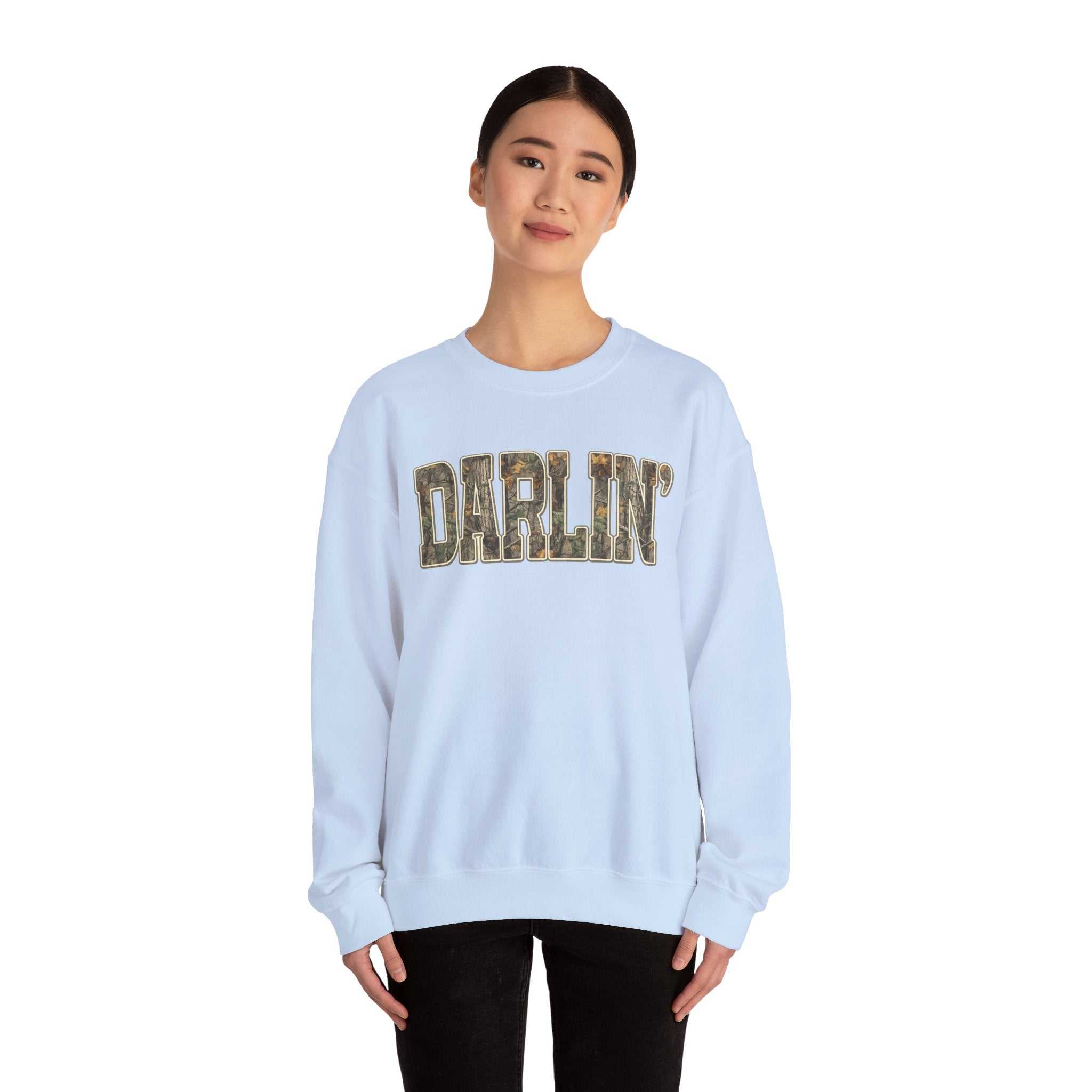 Darlin' Camo Crewneck Sweatshirt – Women's Casual Graphic Pullover