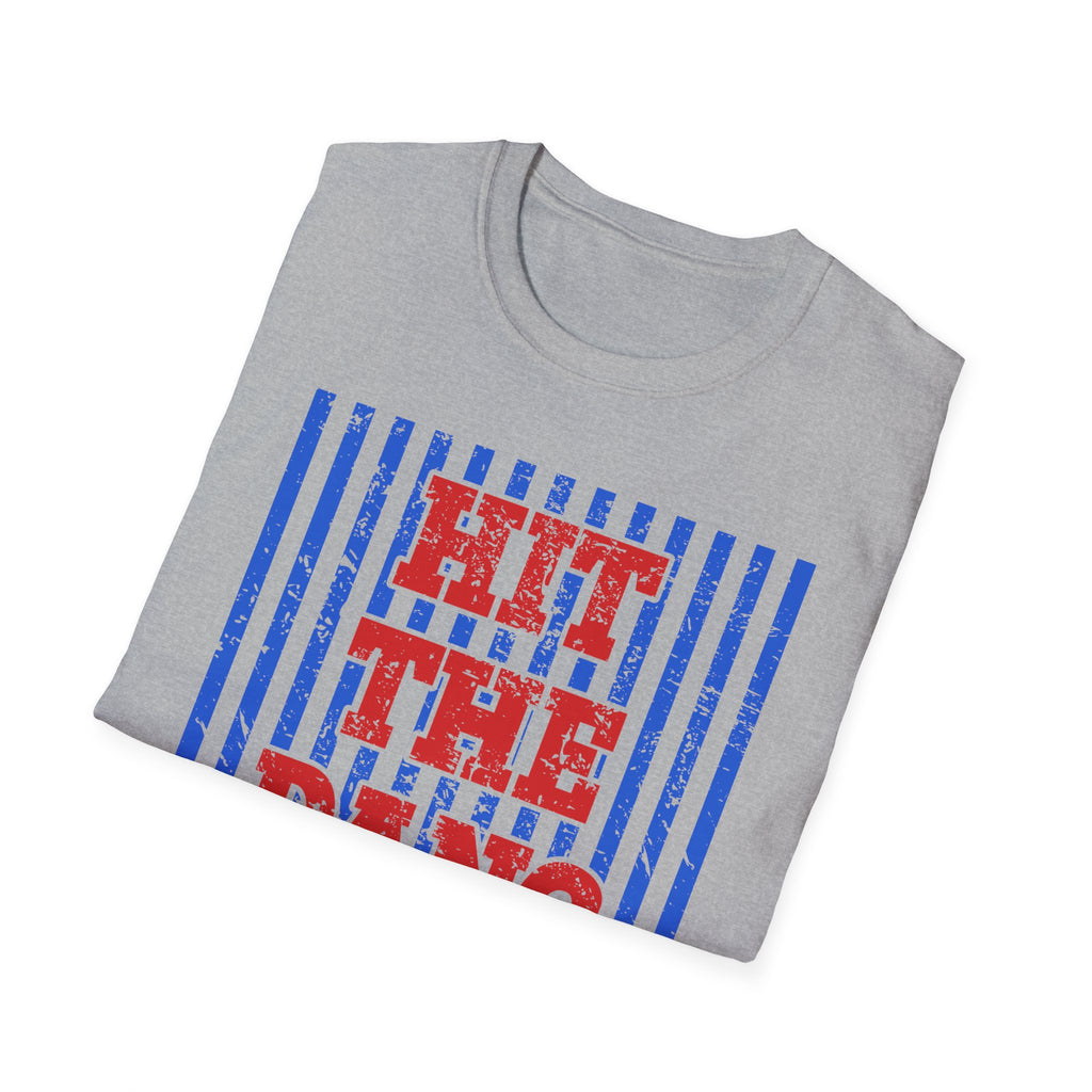 Hit the Dang Ball Baseball T-Shirt — Patriotic Vintage Stripes