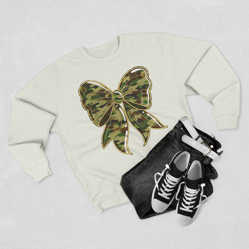 Camo Bow Sweatshirt — Military Camouflage Bow Graphic Crewneck