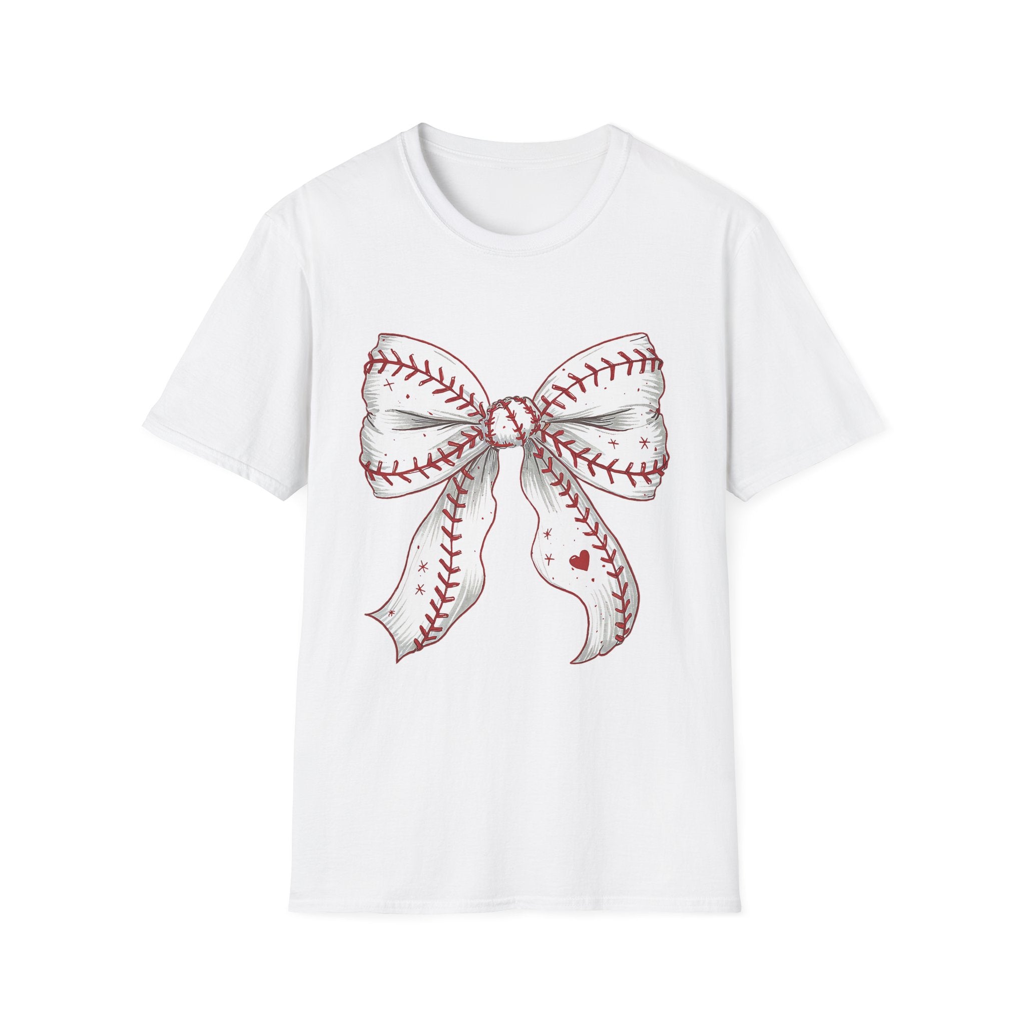 Baseball Stitch Bow T-Shirt — Cute Softball/Baseball Bow Tee for Players & Fans