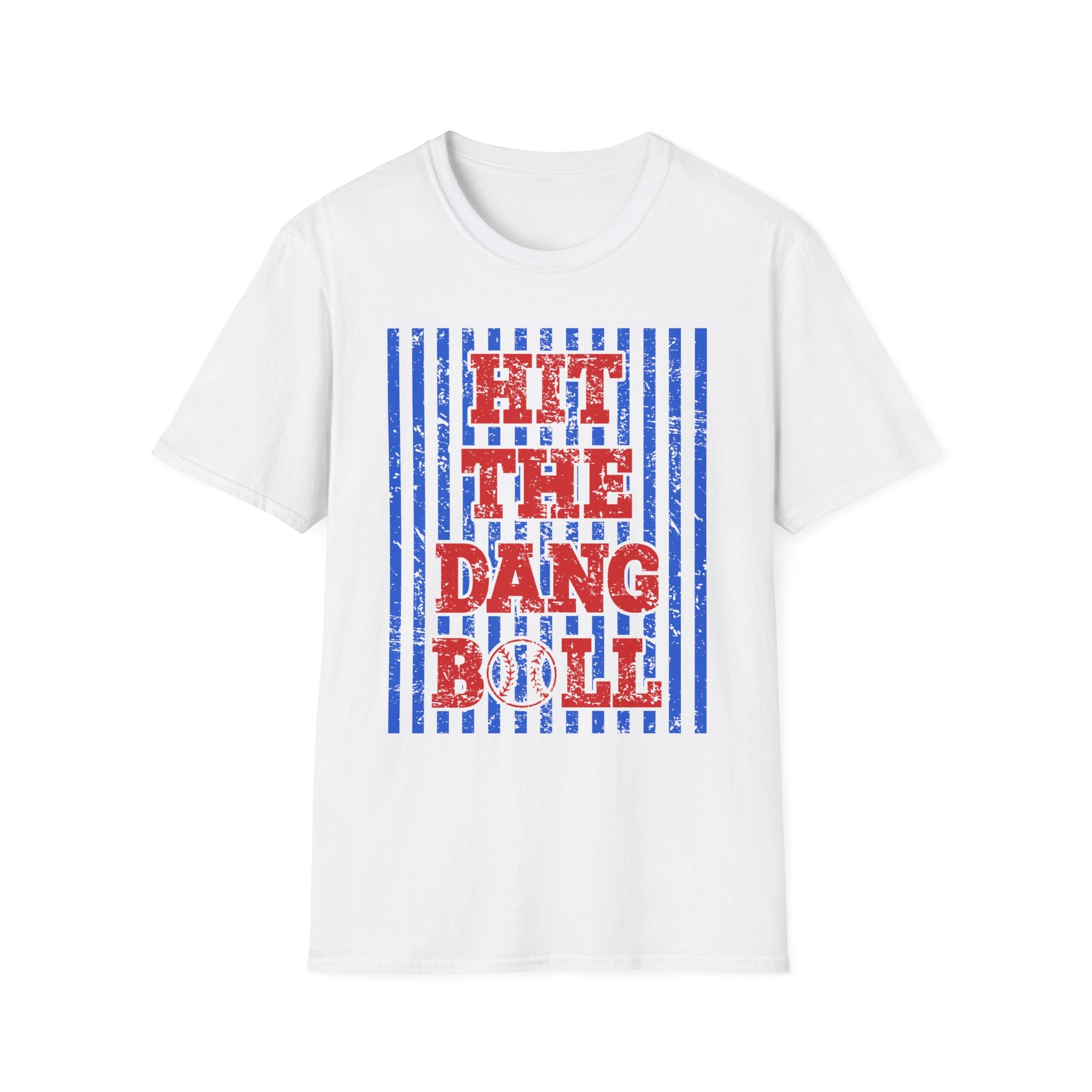 Hit the Dang Ball Baseball T-Shirt — Patriotic Vintage Stripes