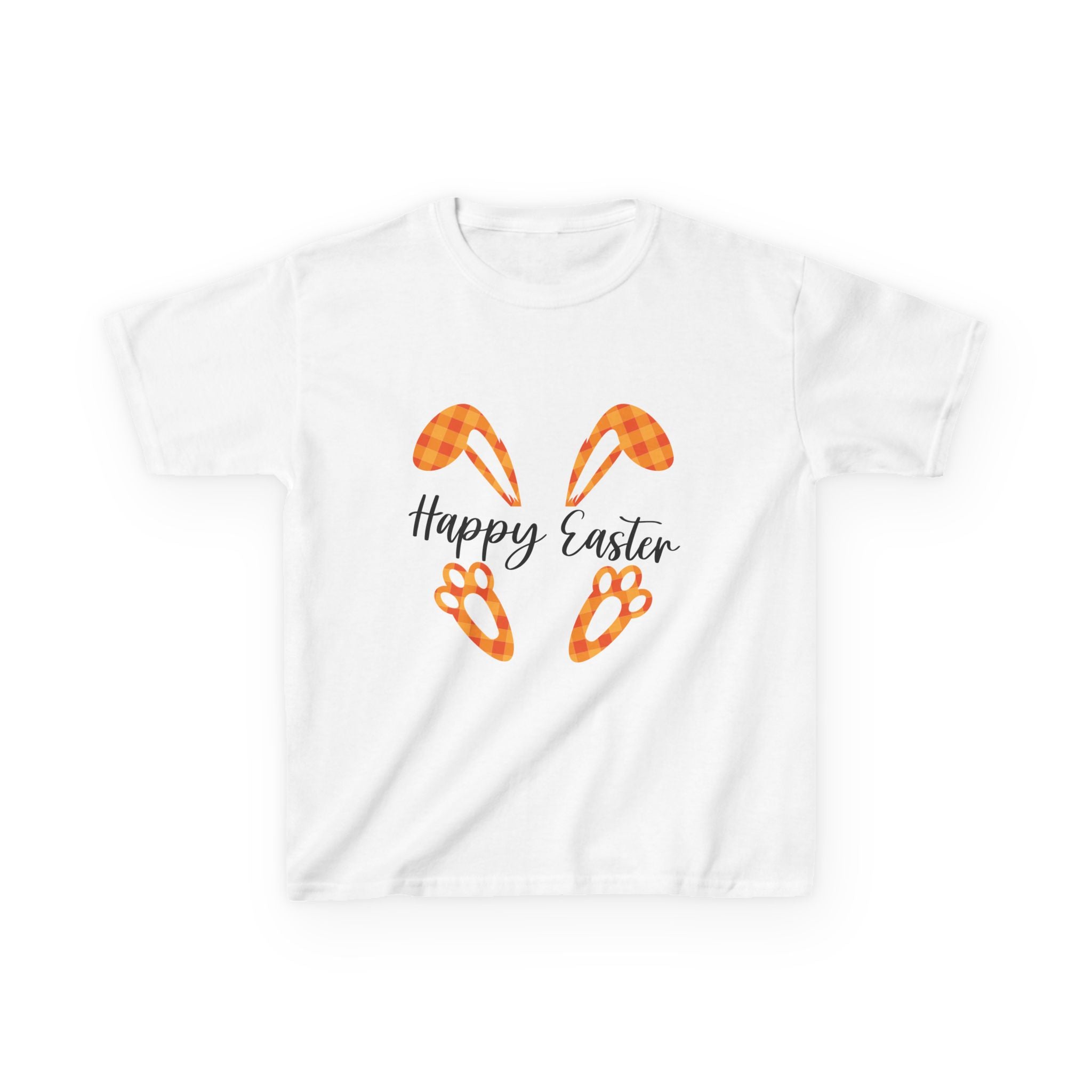 Kids Easter Tee — 'Happy Easter' Bunny Ears & Paws Graphic