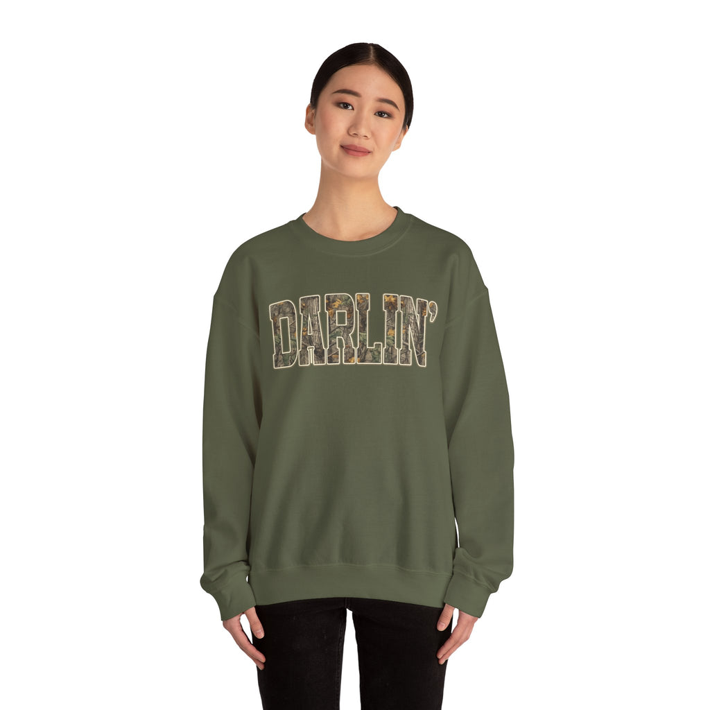 Darlin' Camo Crewneck Sweatshirt – Women's Casual Graphic Pullover