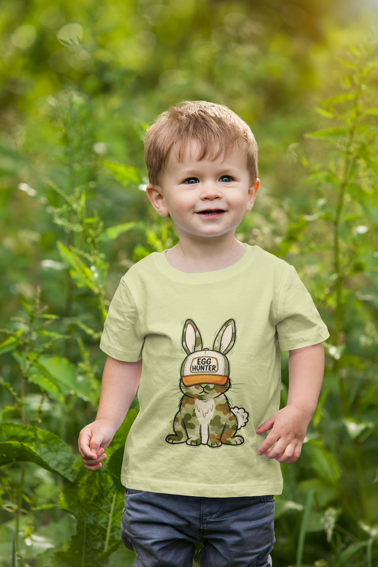Egg Hunter Bunny T-Shirt — Camouflage Easter Rabbit Graphic Tee