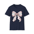 Baseball Stitch Bow T-Shirt — Cute Softball/Baseball Bow Tee for Players & Fans