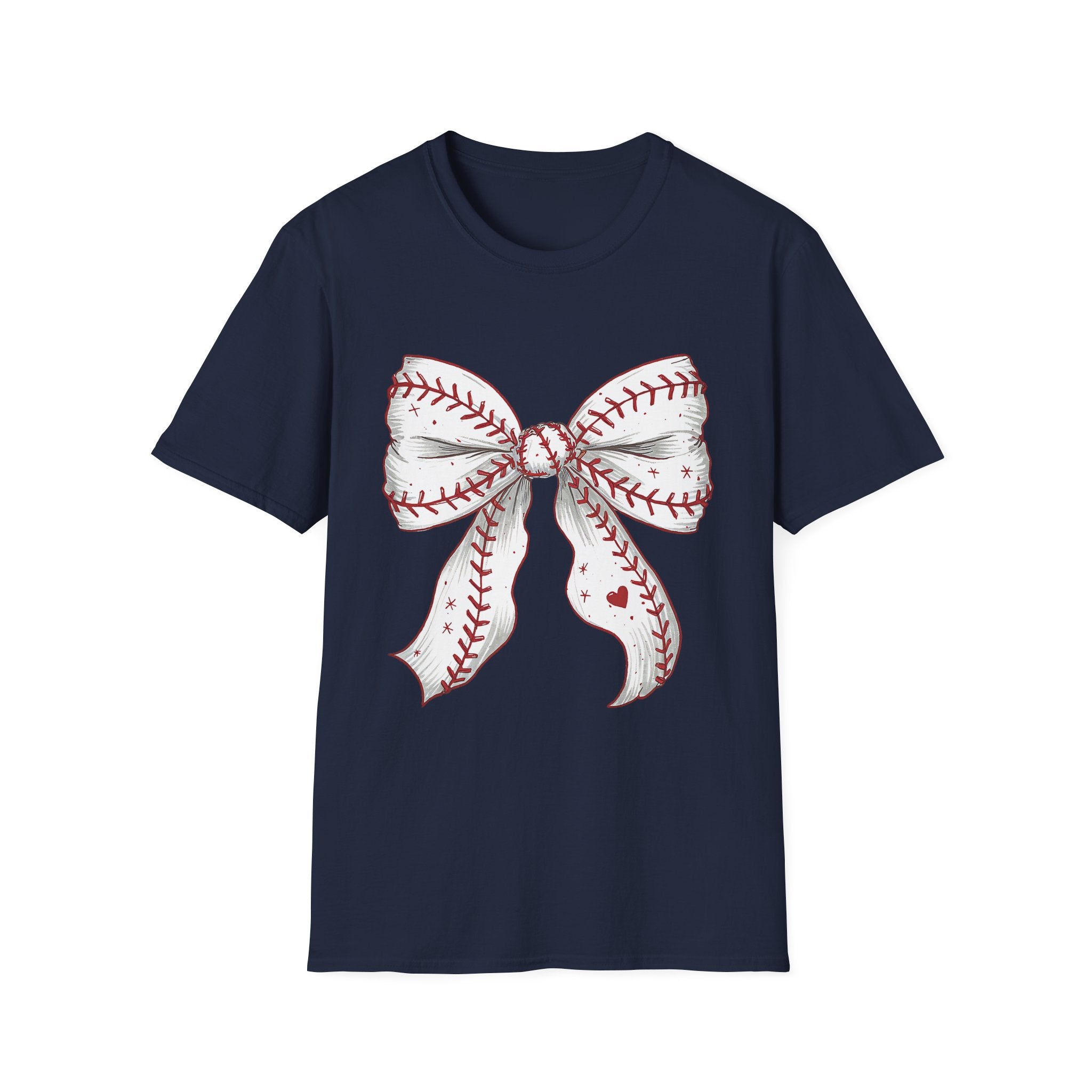 Baseball Stitch Bow T-Shirt — Cute Softball/Baseball Bow Tee for Players & Fans