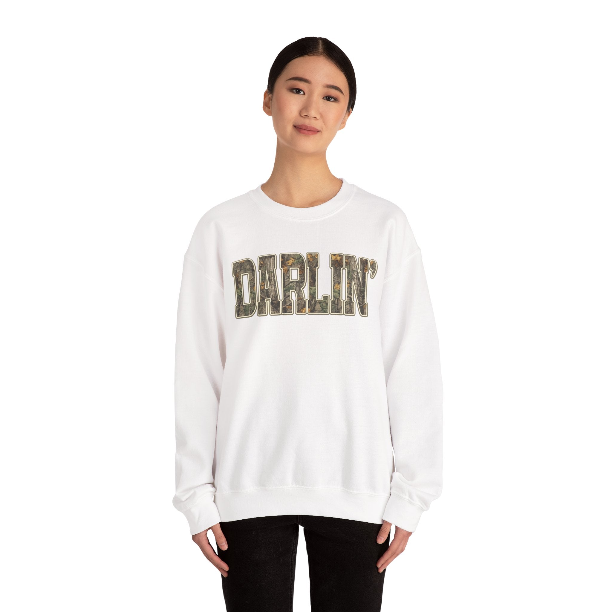 Darlin' Camo Crewneck Sweatshirt – Women's Casual Graphic Pullover