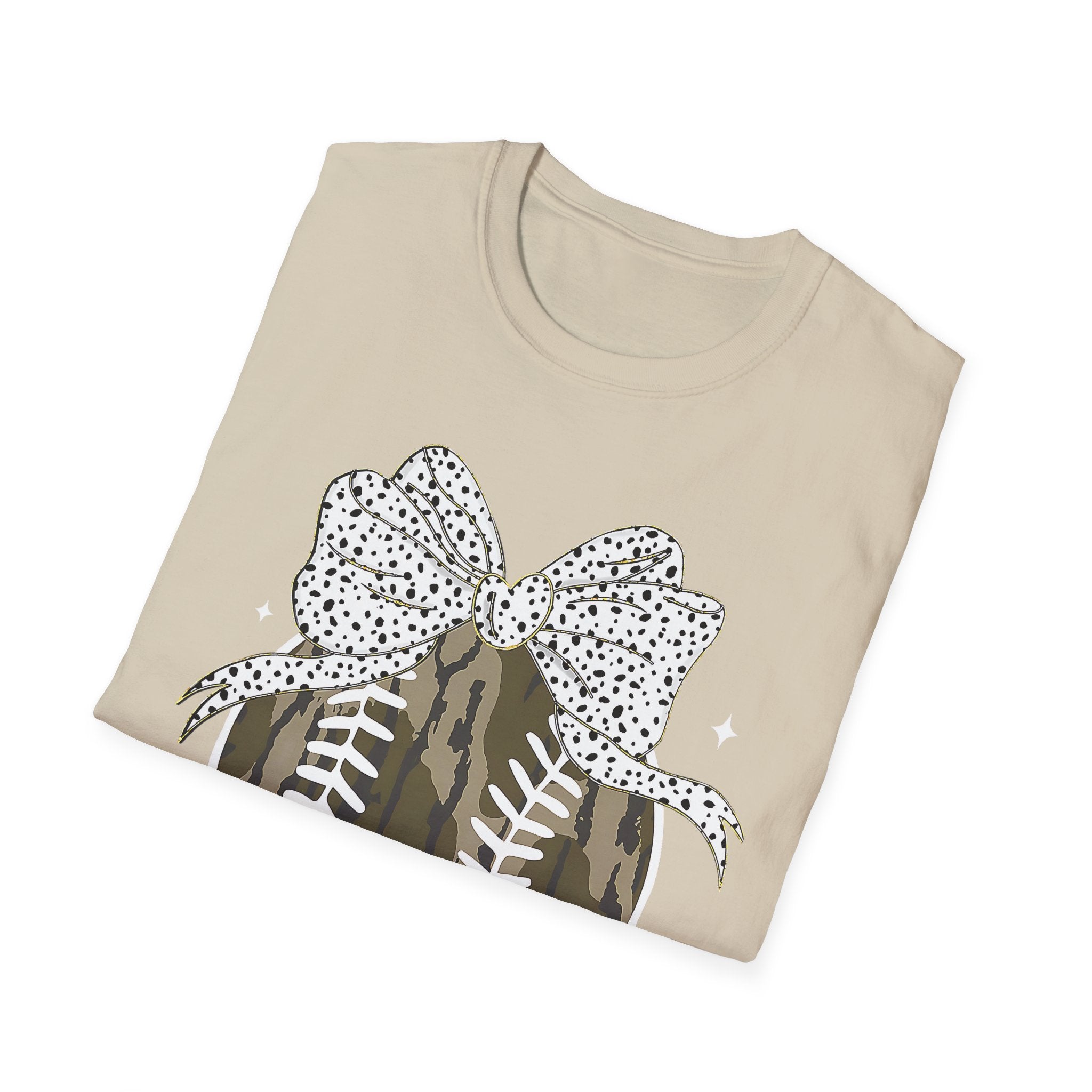 Camo Softball Bow T-Shirt — Camo Baseball/Softball Graphic Tee