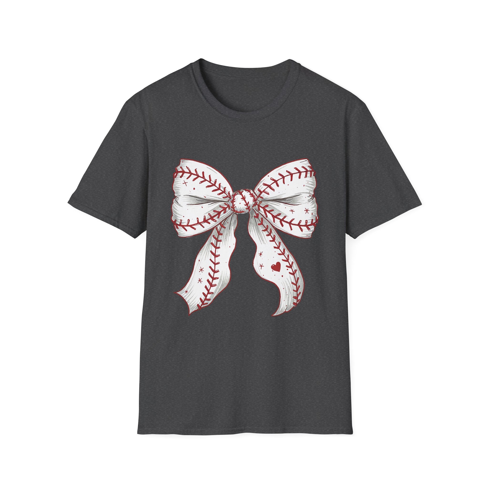 Baseball Stitch Bow T-Shirt — Cute Softball/Baseball Bow Tee for Players & Fans