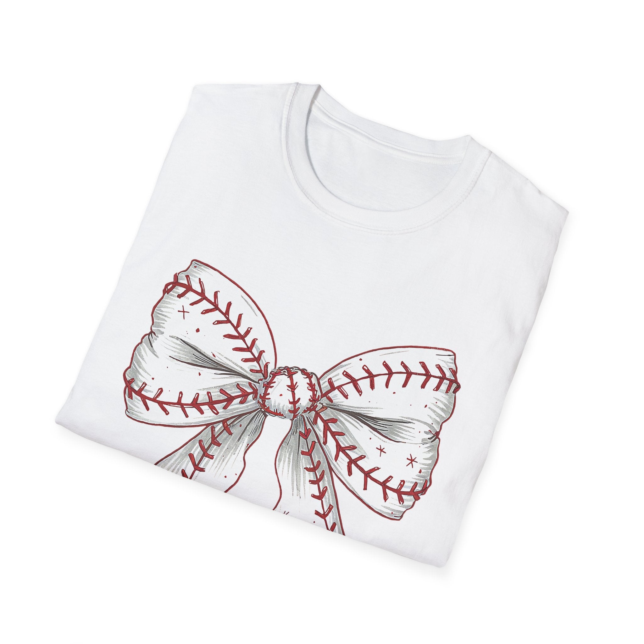 Baseball Stitch Bow T-Shirt — Cute Softball/Baseball Bow Tee for Players & Fans