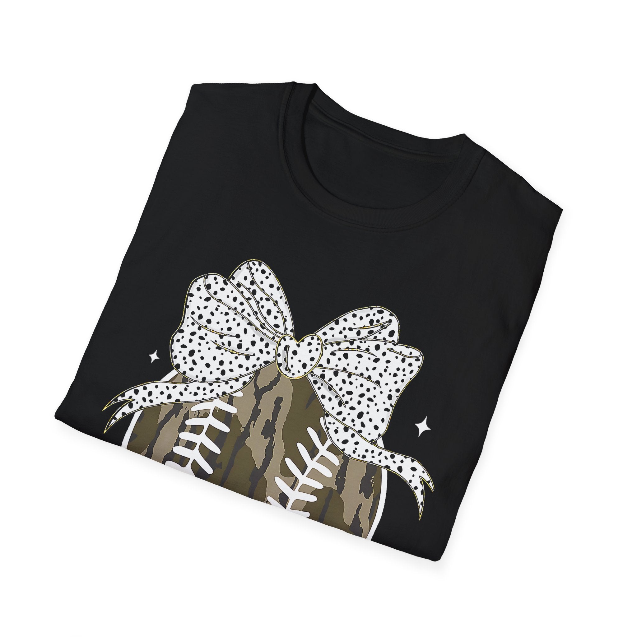 Camo Softball Bow T-Shirt — Camo Baseball/Softball Graphic Tee