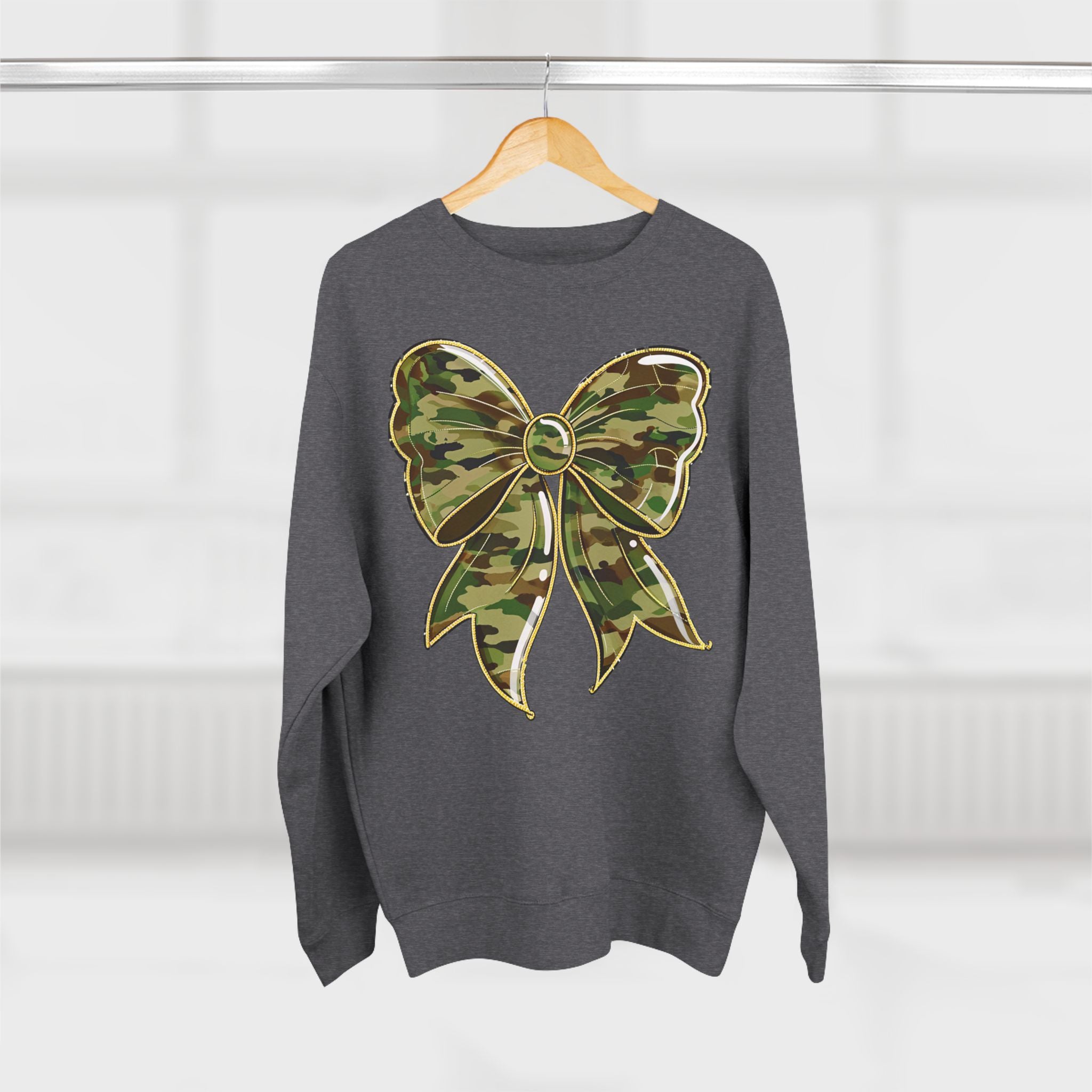 Camo Bow Sweatshirt — Military Camouflage Bow Graphic Crewneck