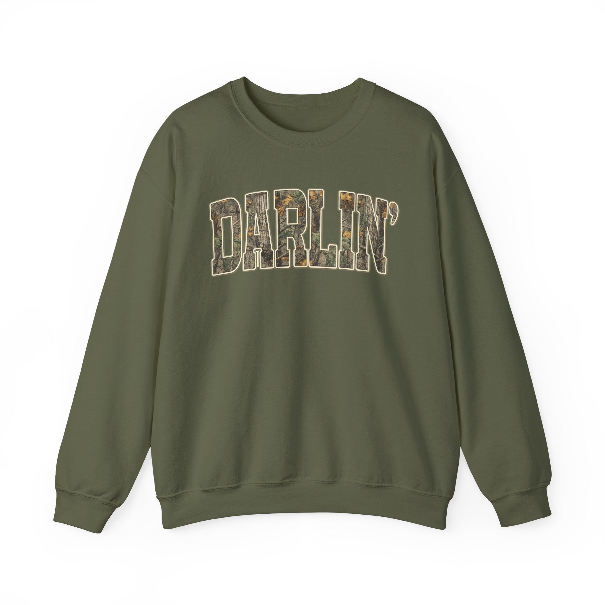 Darlin' Camo Crewneck Sweatshirt – Women's Casual Graphic Pullover