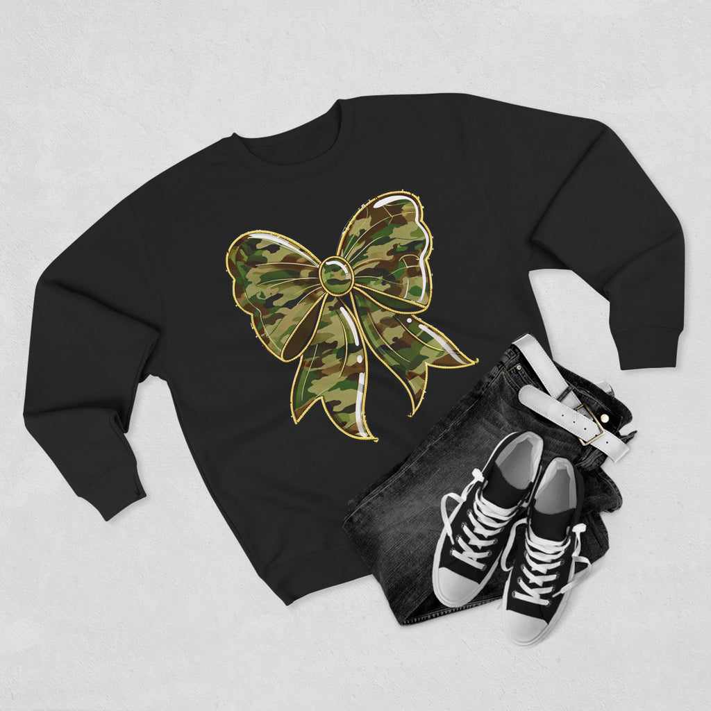 Camo Bow Sweatshirt — Military Camouflage Bow Graphic Crewneck