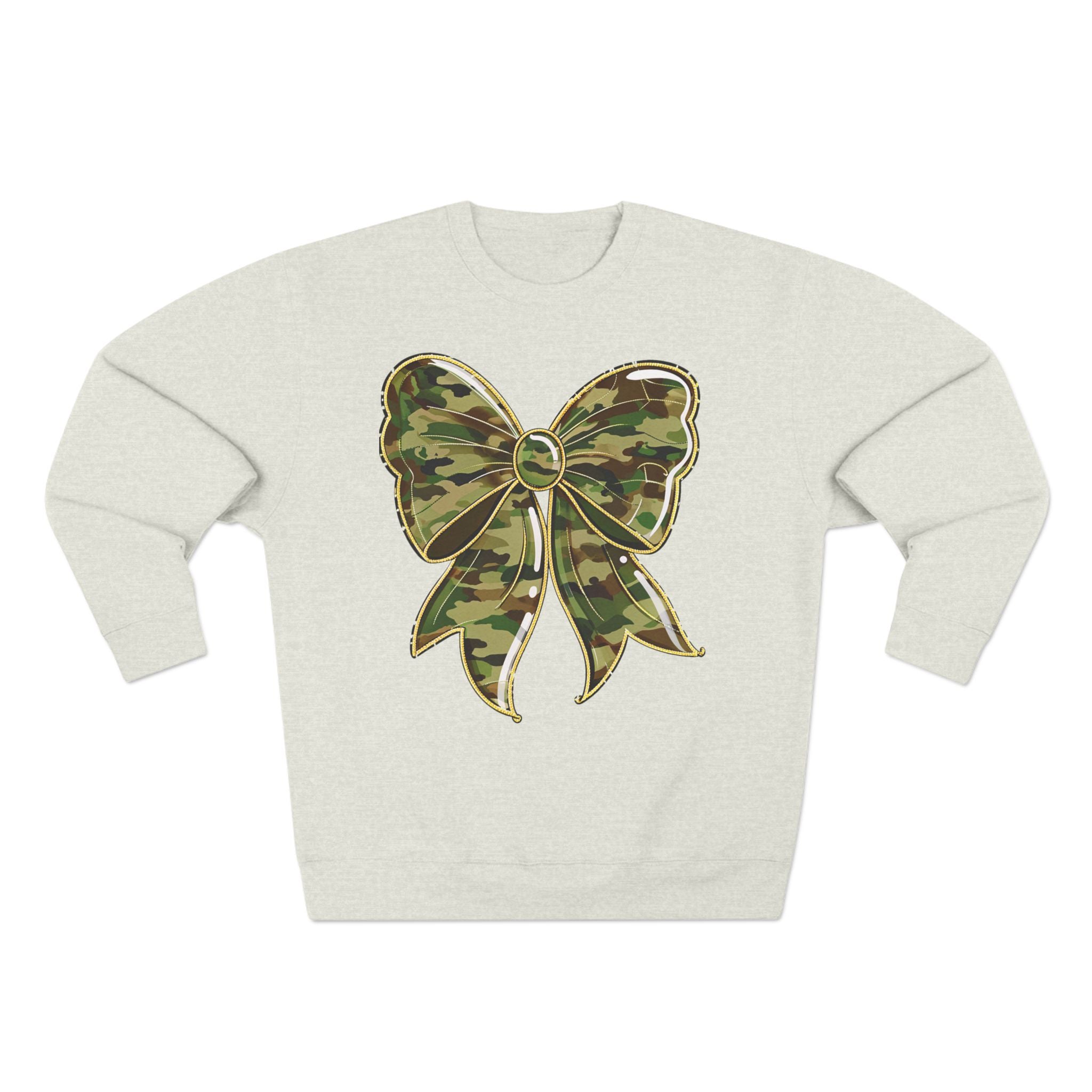 Camo Bow Sweatshirt — Military Camouflage Bow Graphic Crewneck