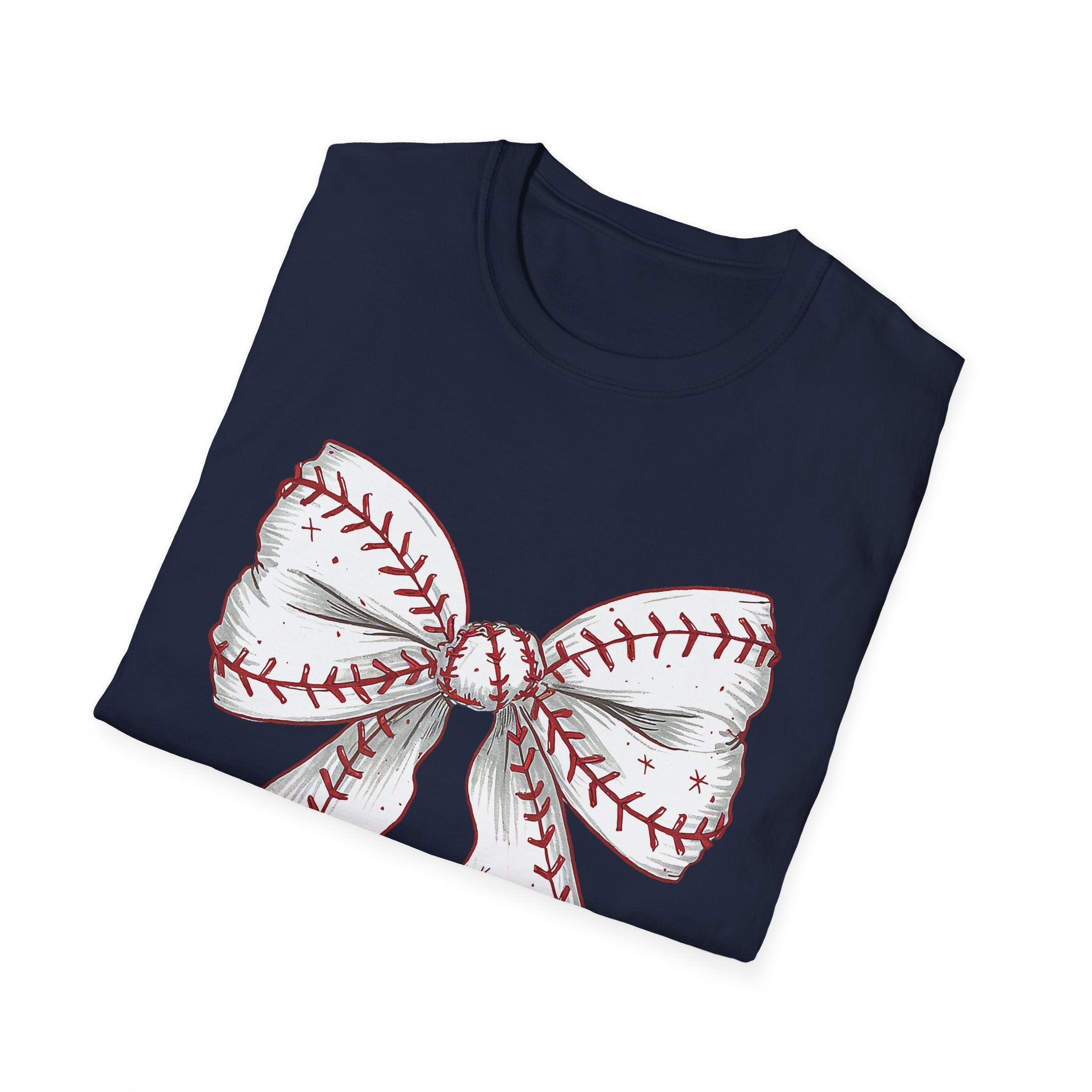 Baseball Stitch Bow T-Shirt — Cute Softball/Baseball Bow Tee for Players & Fans