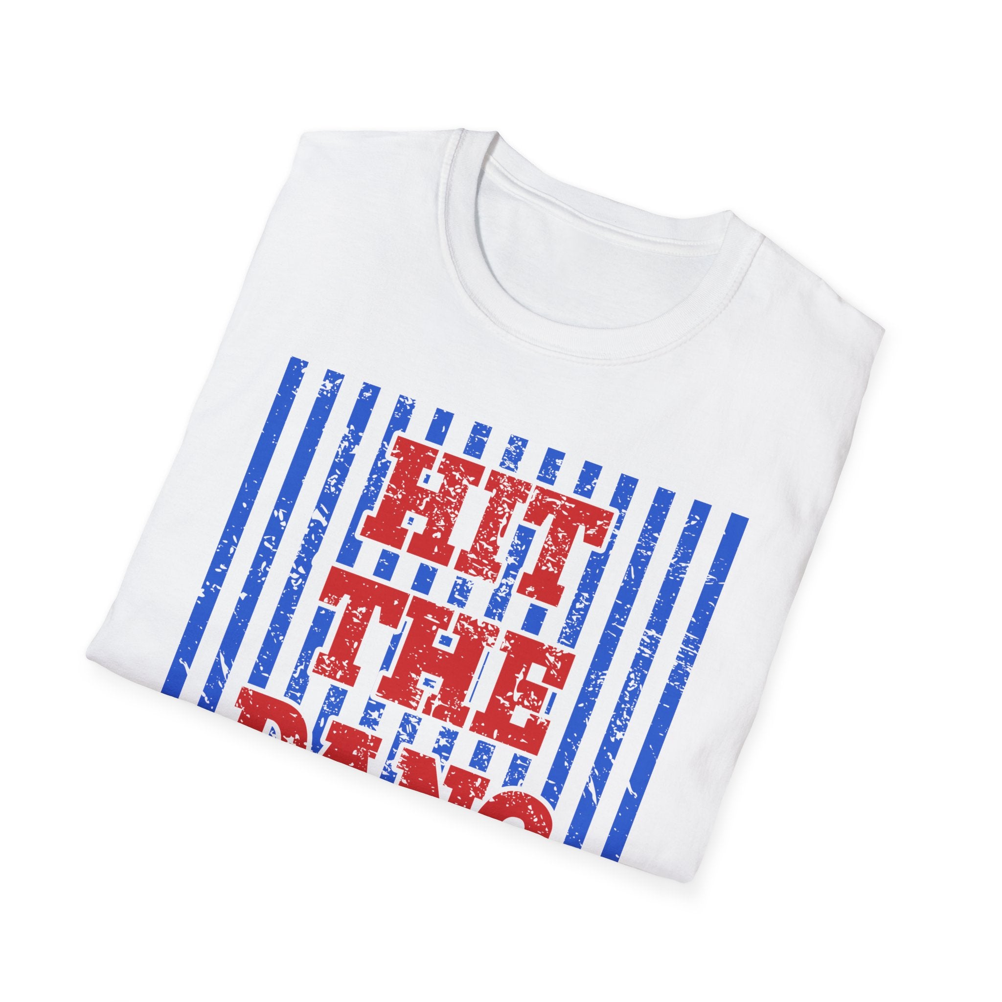 Hit the Dang Ball Baseball T-Shirt — Patriotic Vintage Stripes