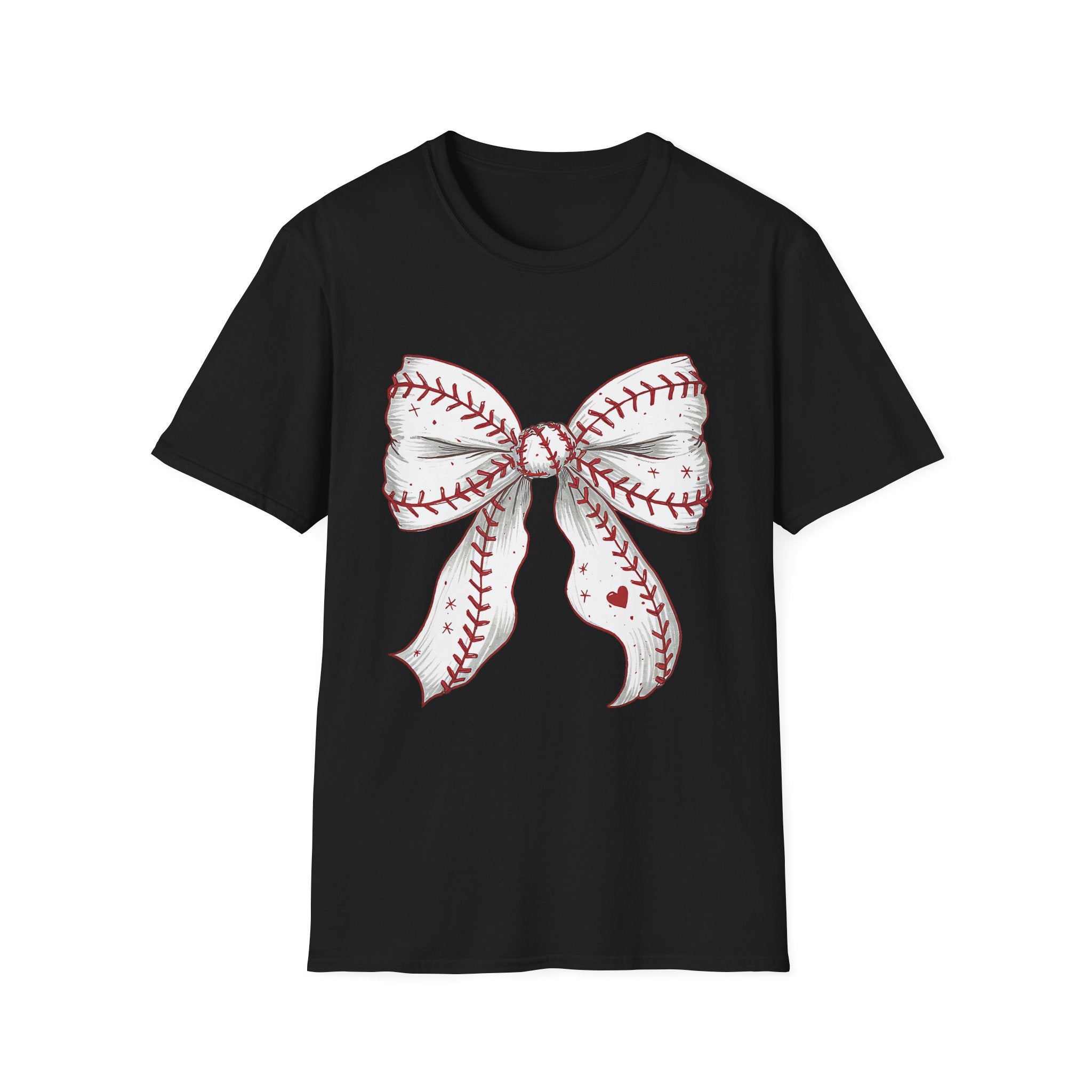 Baseball Stitch Bow T-Shirt — Cute Softball/Baseball Bow Tee for Players & Fans
